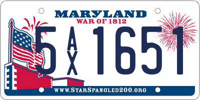 MD license plate 5AX1651
