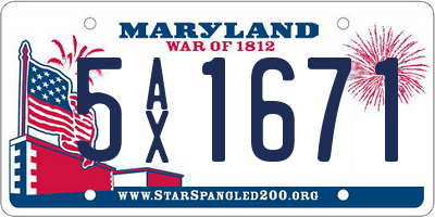 MD license plate 5AX1671