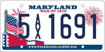 MD license plate 5AX1691