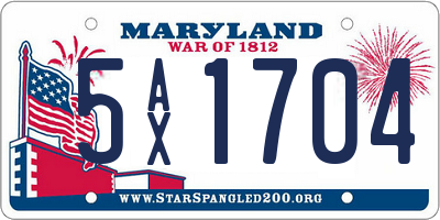 MD license plate 5AX1704