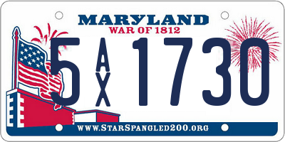 MD license plate 5AX1730