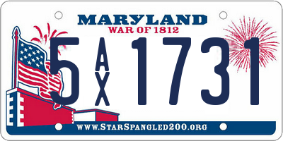 MD license plate 5AX1731