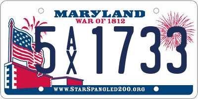 MD license plate 5AX1733