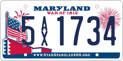 MD license plate 5AX1734