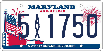 MD license plate 5AX1750