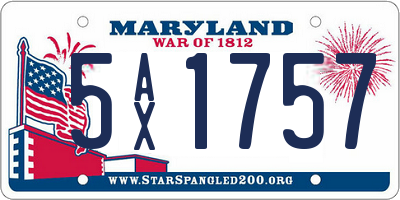 MD license plate 5AX1757