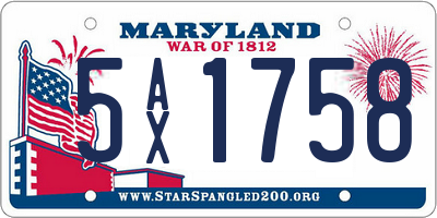 MD license plate 5AX1758