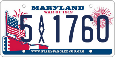 MD license plate 5AX1760