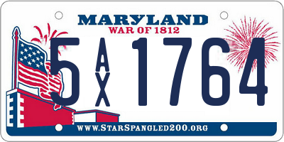 MD license plate 5AX1764