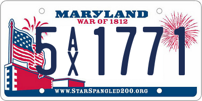 MD license plate 5AX1771