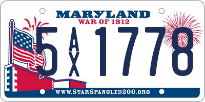 MD license plate 5AX1778