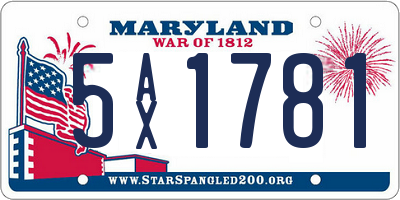 MD license plate 5AX1781