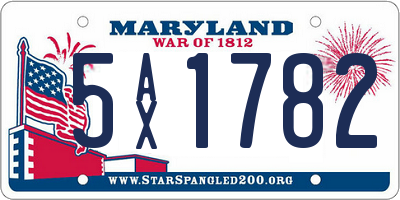 MD license plate 5AX1782