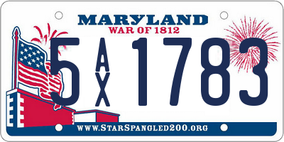 MD license plate 5AX1783