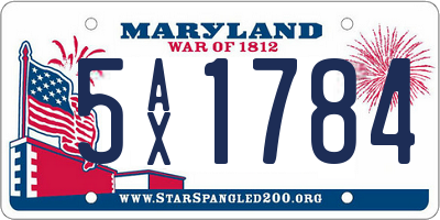 MD license plate 5AX1784