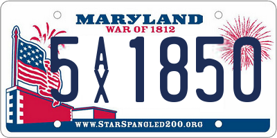 MD license plate 5AX1850