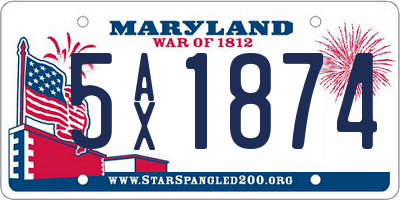 MD license plate 5AX1874