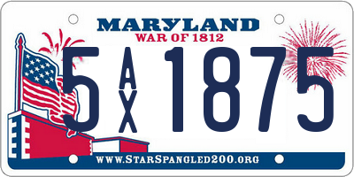 MD license plate 5AX1875