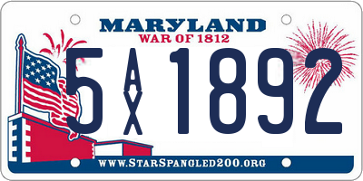 MD license plate 5AX1892