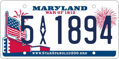 MD license plate 5AX1894