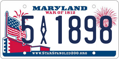 MD license plate 5AX1898