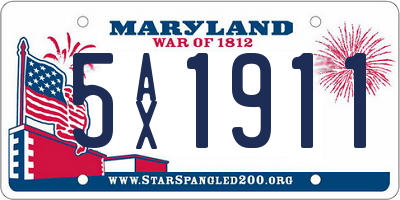 MD license plate 5AX1911