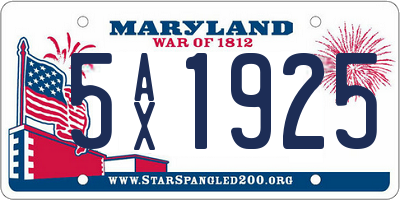 MD license plate 5AX1925