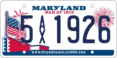 MD license plate 5AX1926