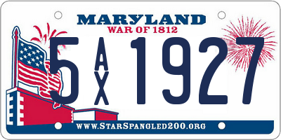 MD license plate 5AX1927