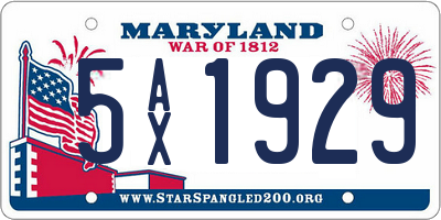 MD license plate 5AX1929