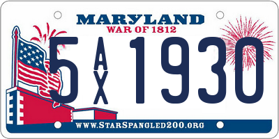 MD license plate 5AX1930