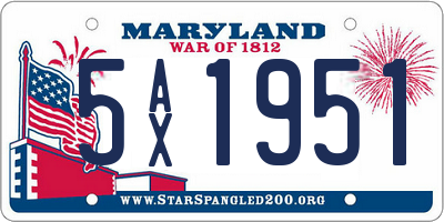 MD license plate 5AX1951
