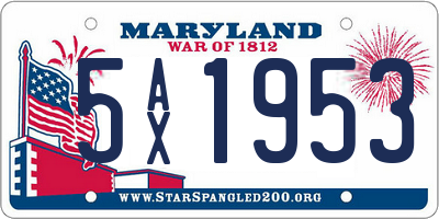 MD license plate 5AX1953