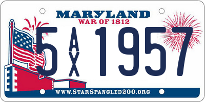 MD license plate 5AX1957
