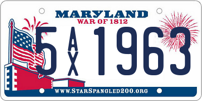 MD license plate 5AX1963