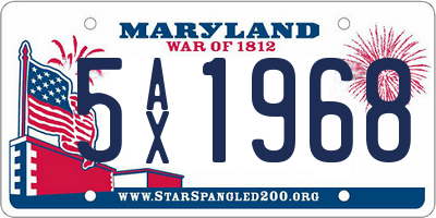 MD license plate 5AX1968
