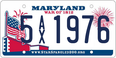 MD license plate 5AX1976