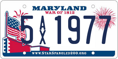 MD license plate 5AX1977