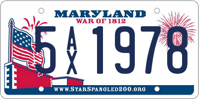 MD license plate 5AX1978