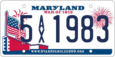 MD license plate 5AX1983