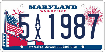 MD license plate 5AX1987
