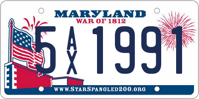 MD license plate 5AX1991