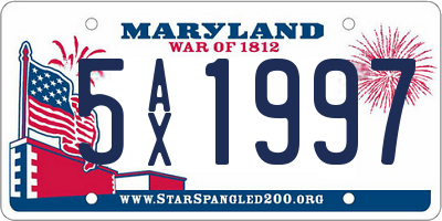 MD license plate 5AX1997