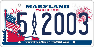 MD license plate 5AX2003