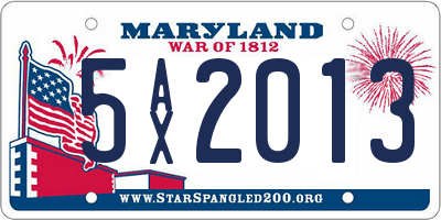 MD license plate 5AX2013