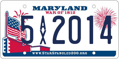 MD license plate 5AX2014