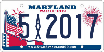 MD license plate 5AX2017