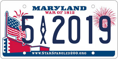 MD license plate 5AX2019