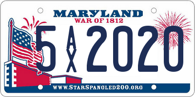 MD license plate 5AX2020