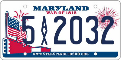 MD license plate 5AX2032